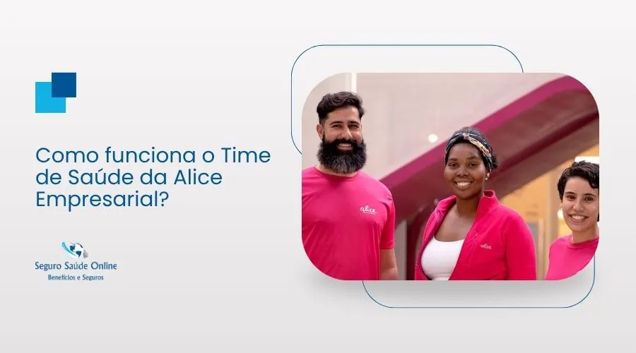 Equipe médica da Alice Empresarial coordenando a saúde corporativa via telemedicina e aplicativo próprio
